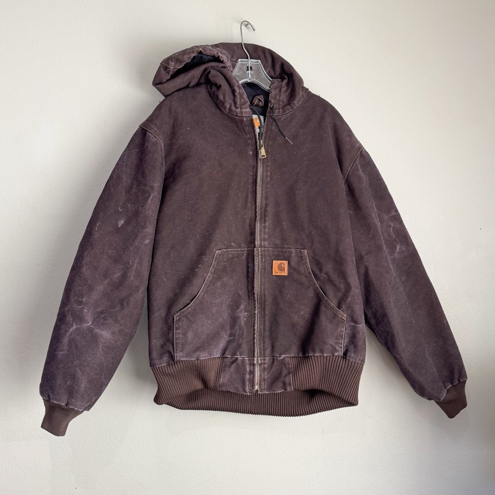 Vintage Carhartt J130 Sandstone Duck Jacket Brown Quilted Lined YKK Zip – M